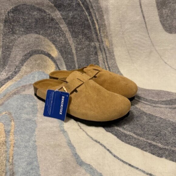 Birkenstock Boston Clog Suede Sandal Latte Cream Women’s Size 7 , 8 And 9 - Picture 1 of 4